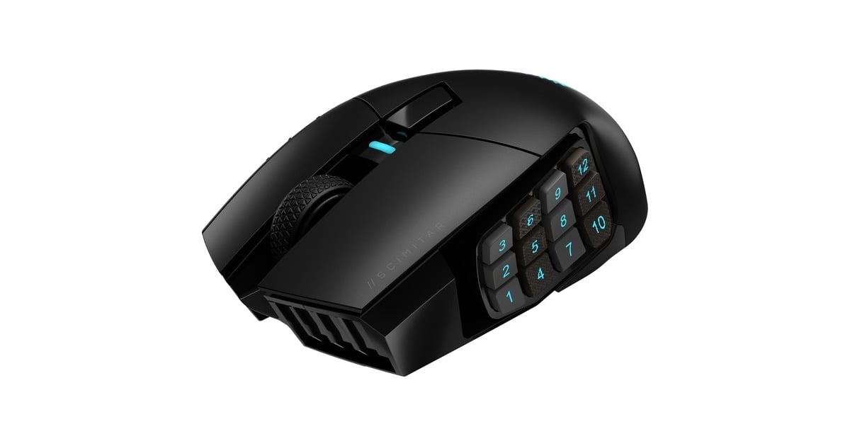 CorsairScimitar Elite Wireless MMO-gamingmuis  (Zwart, 100 - 26.000 dpi, USB 2.0 | 2,4 GHz | Bluetooth | RGB)