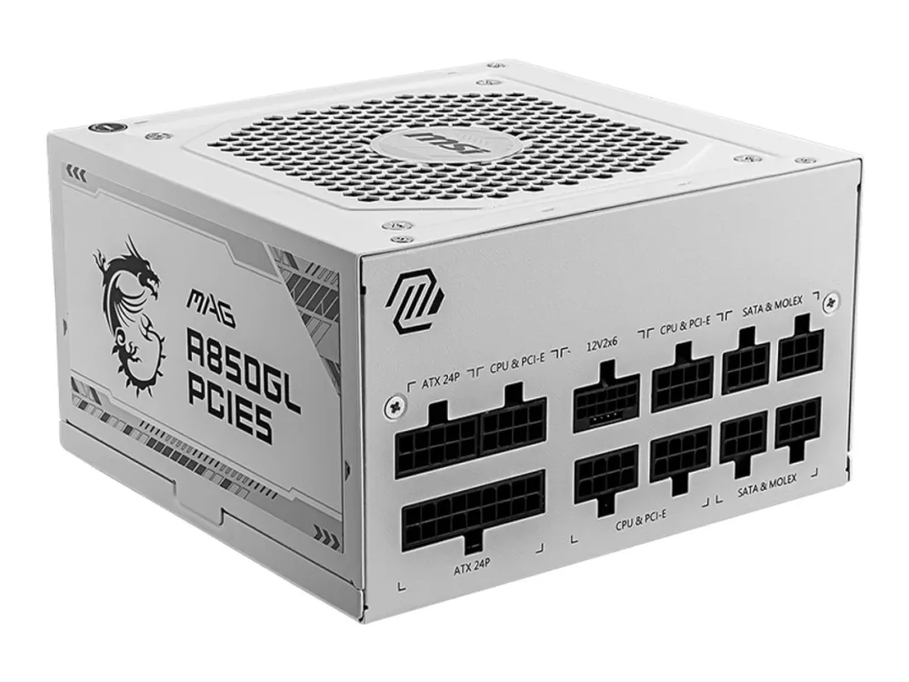 MSI MAG A850GL PCIE5 WHITE, 850 W, 100 - 240 V, 47 - 63 Hz, 8 A, 4 A, Aktiv