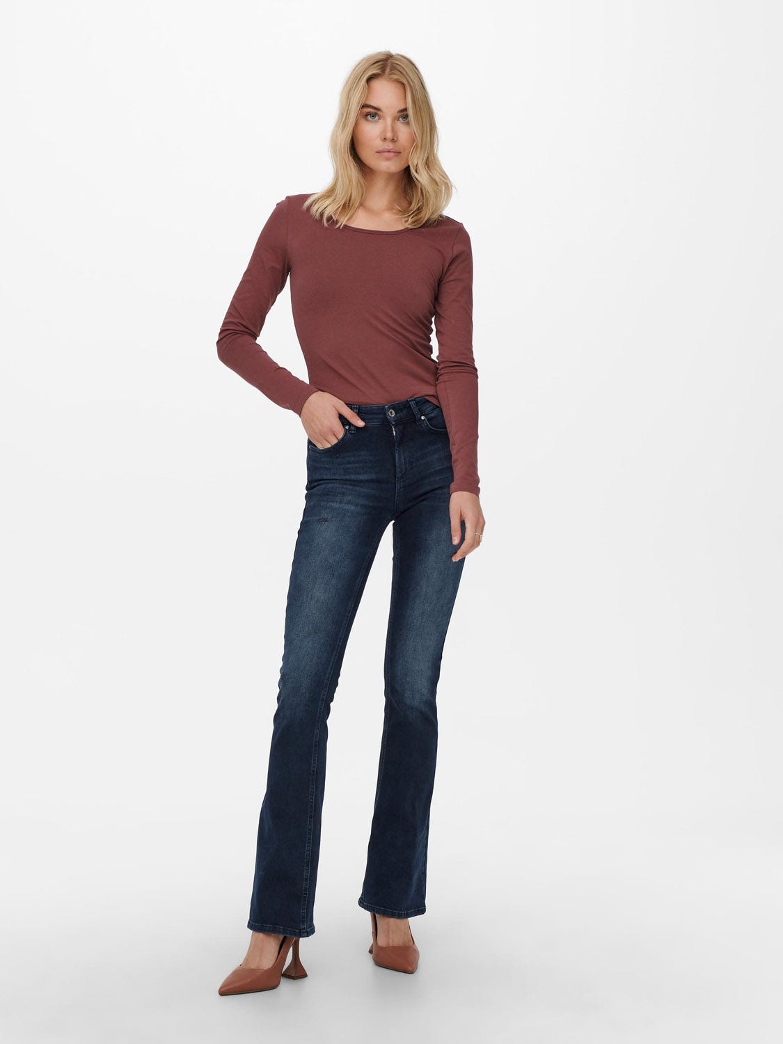 ONLY  Blush Mid Flared Denim