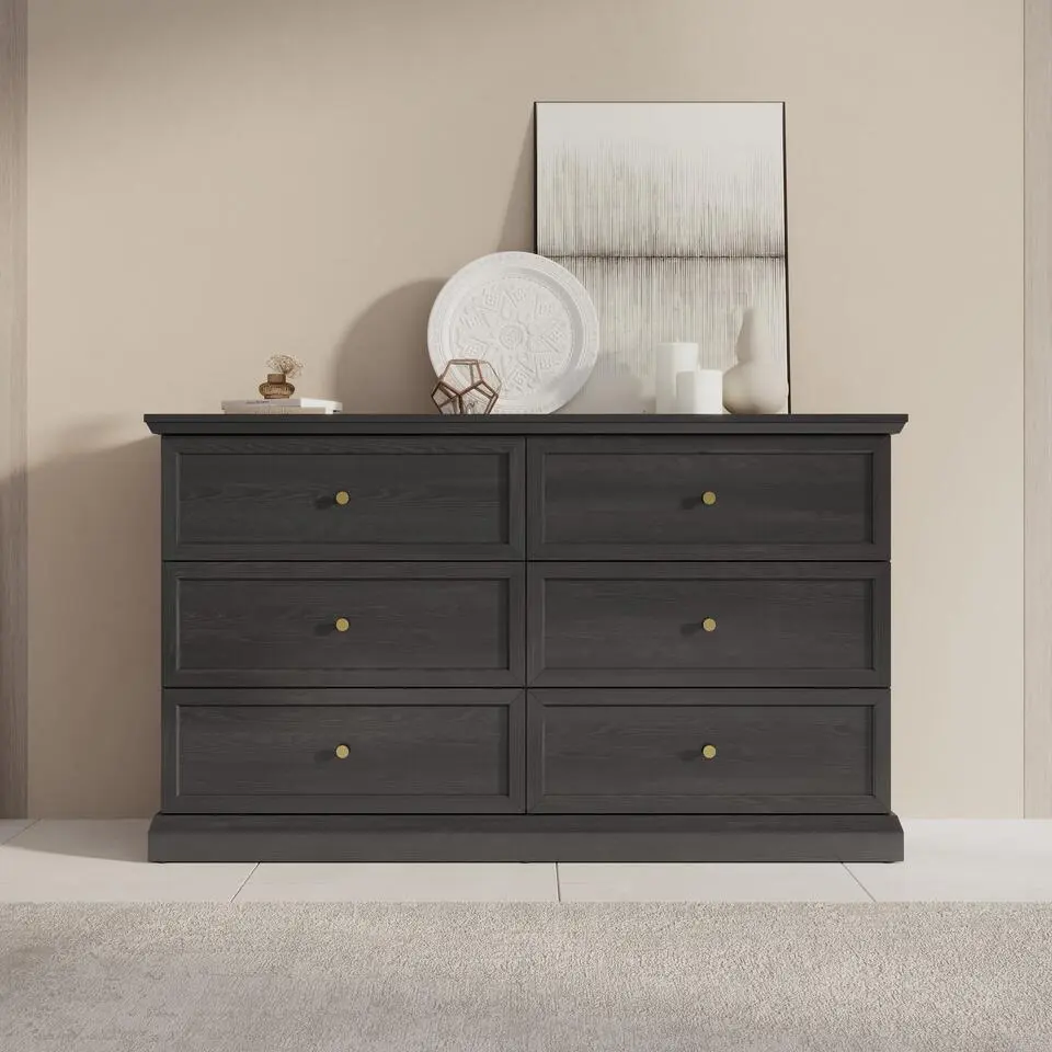 Meubella - Ladekast Leroy - Zwart eiken - 146 cm