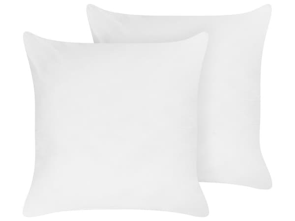Sett med 2 puter Hvit Lyocell Japarabomull 80 x 80 cm Høy profil Polyesterfyll Hodepute Seng Soverom