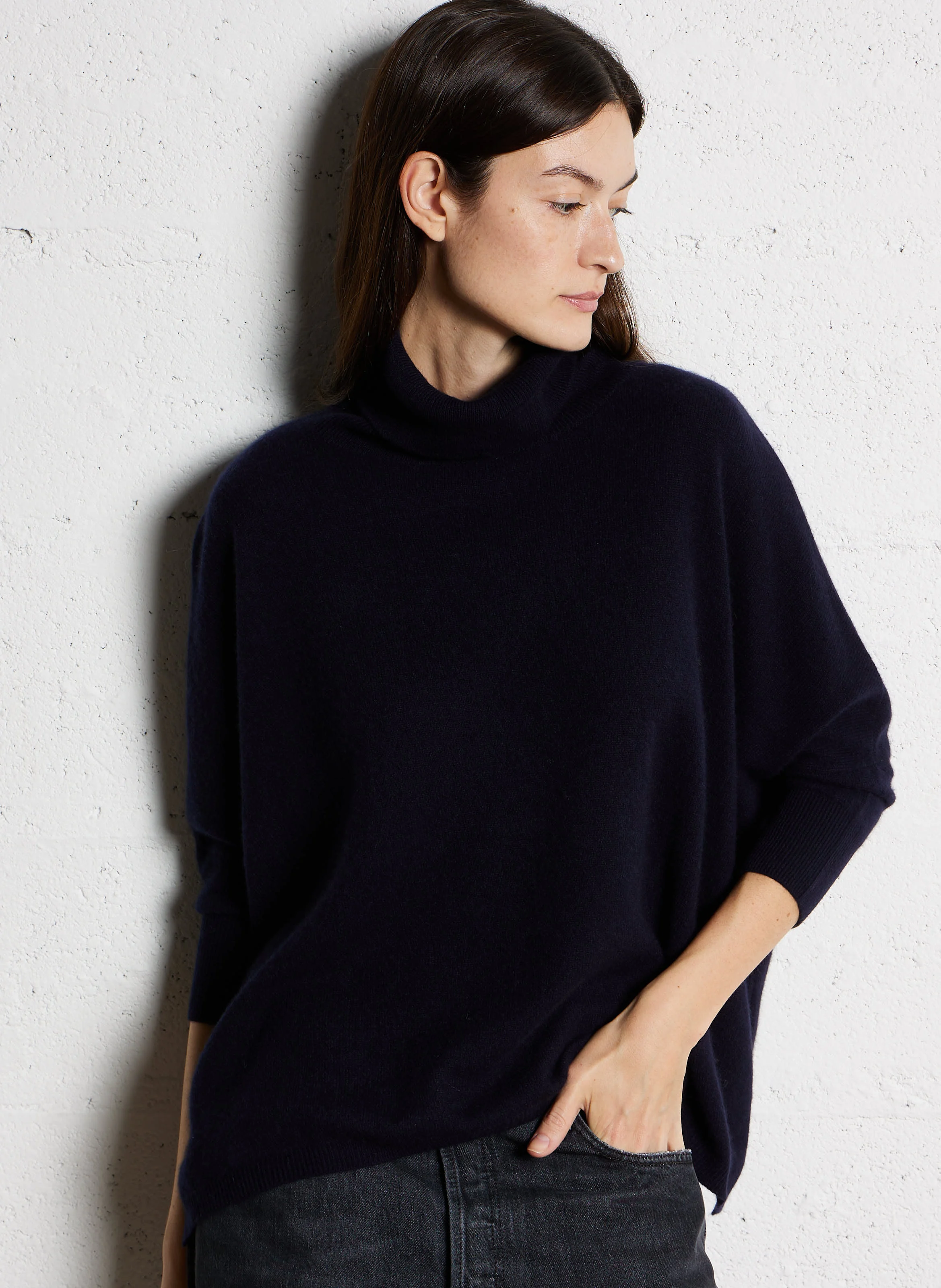 MINIE TURTLE - Pull col roulé en cachemire | Bleu