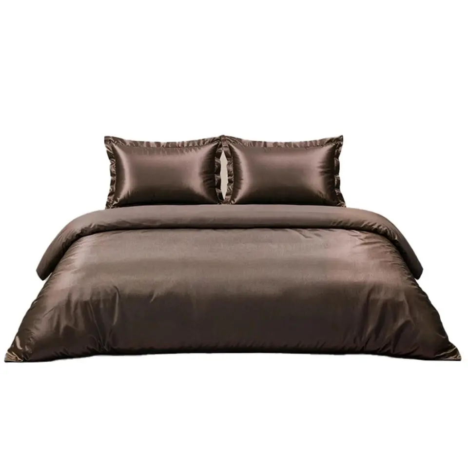 Satijn Dekbedovertrek Glossed Bruin-1-persoons (140 x 200/220 cm)