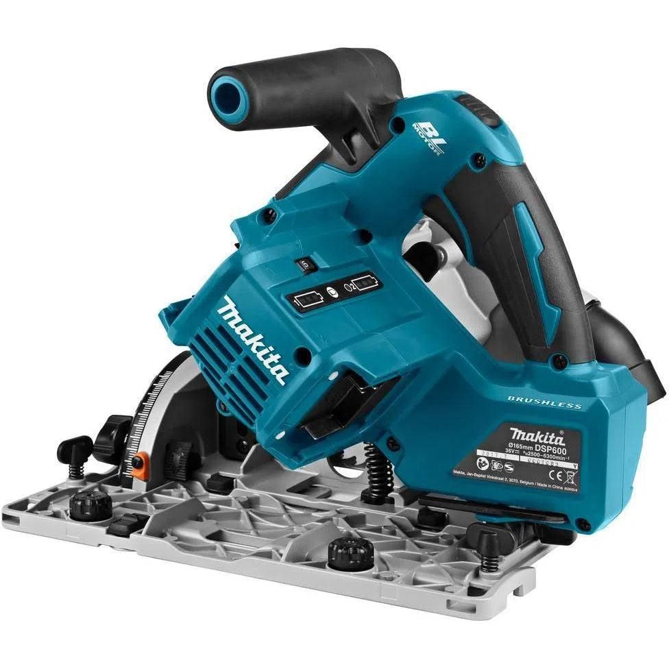 Makita DSP600ZJ2 Accu Invalcirkelzaag 165mm   Geleiderail en Tas 2x18V Basic Body in Mbox