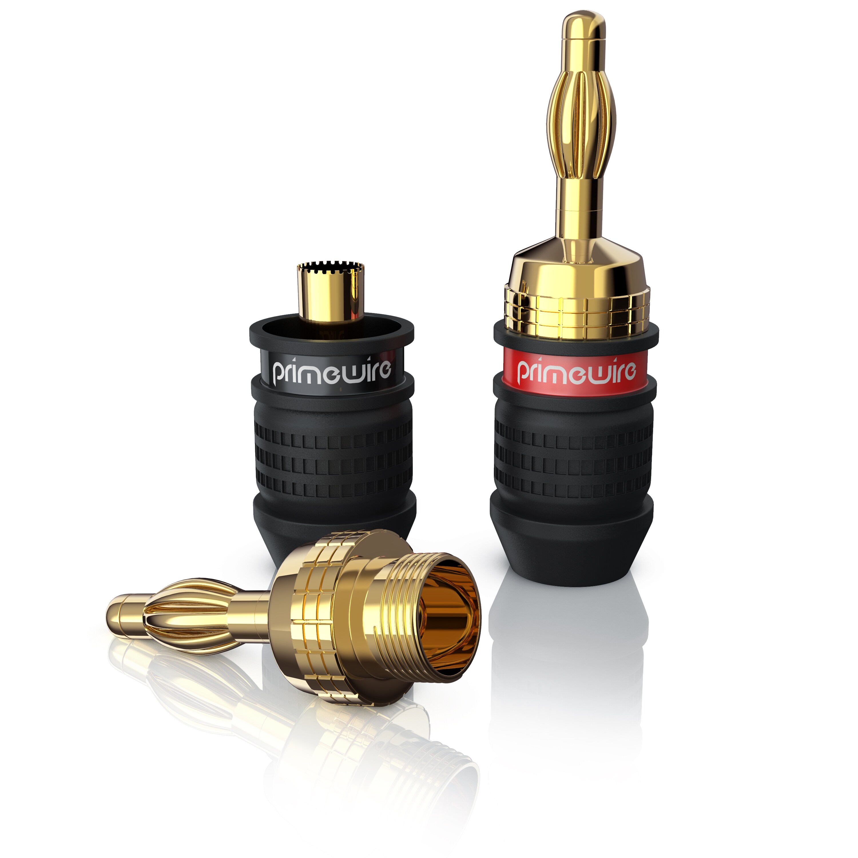 Primewire Audioadapter Bananenstecker für Kabel bis 3,5mm² für Verstärker, HIFI-Receiver uvm.