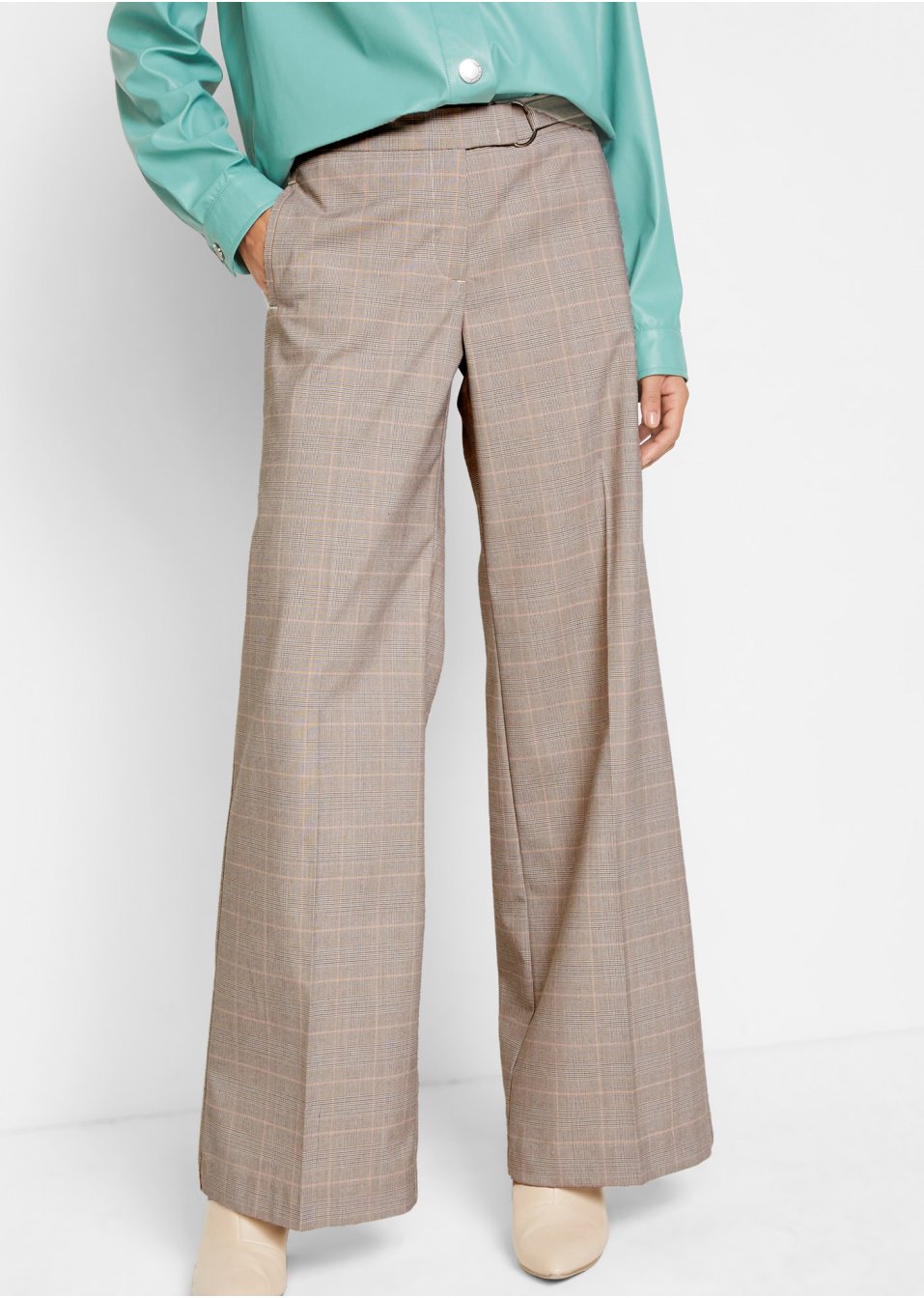 Pantalon à carreaux avec sangle décorative