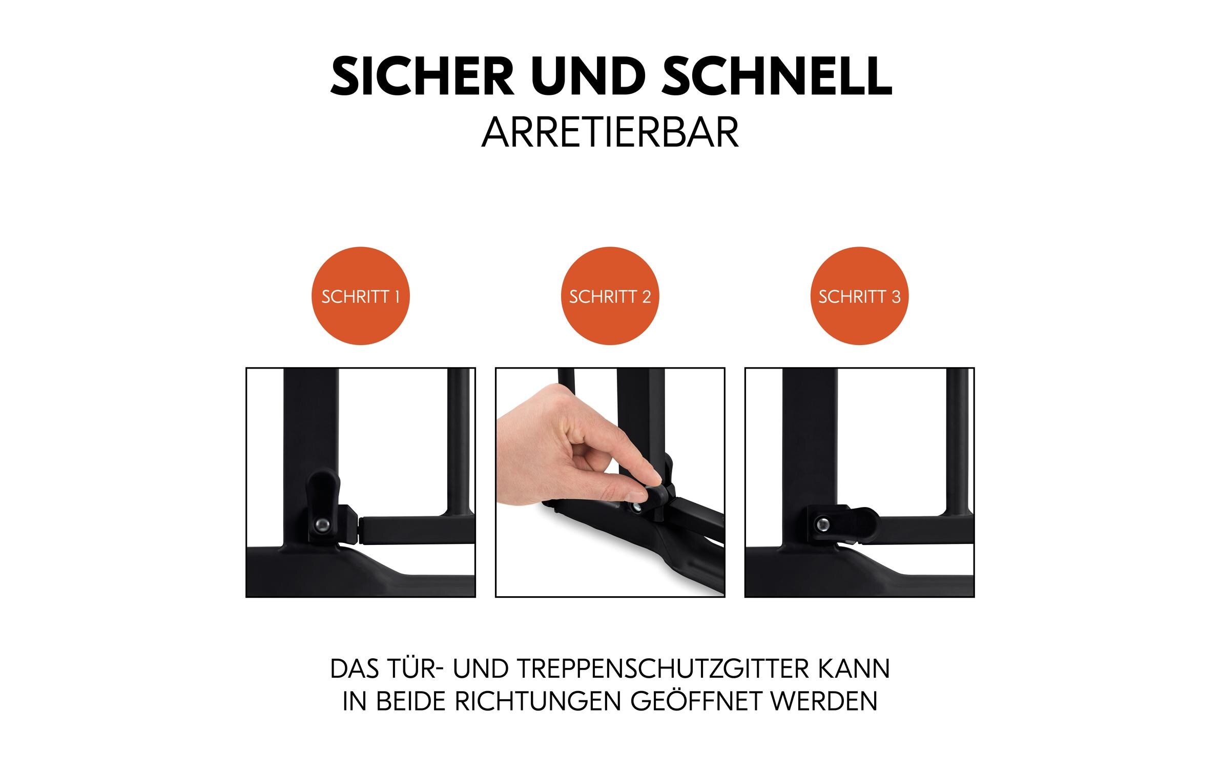 Türschutzgitter Clear Step Autoclose 2 Schwarz 75 cm - 80 cmBarrierefreies, automatisch schliessendes Tür- und Treppenschutzgitter-Set