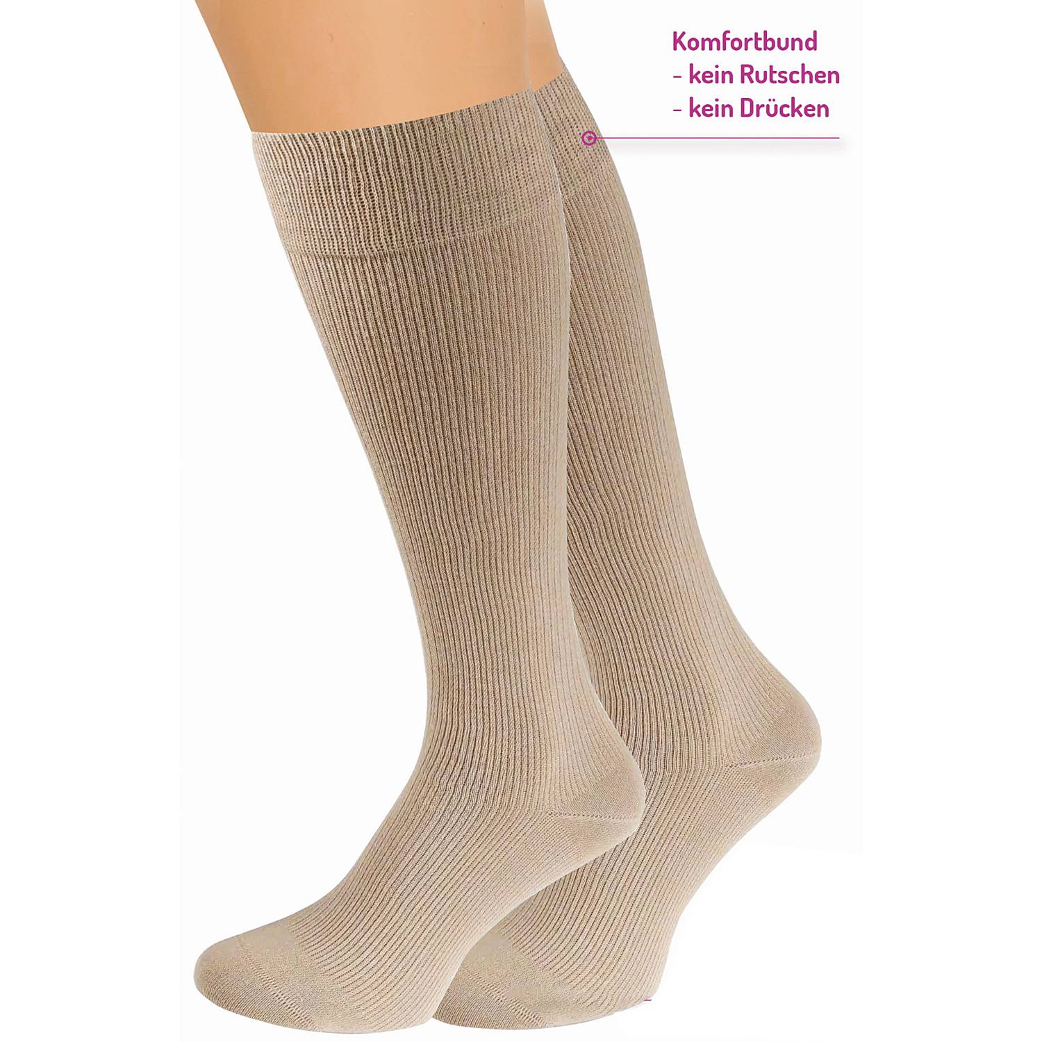 FußGut Unisex Stützkniestrümpfe, 3 Paar