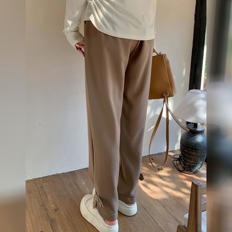 Ashteroid - Hoge taille effen wijde broek