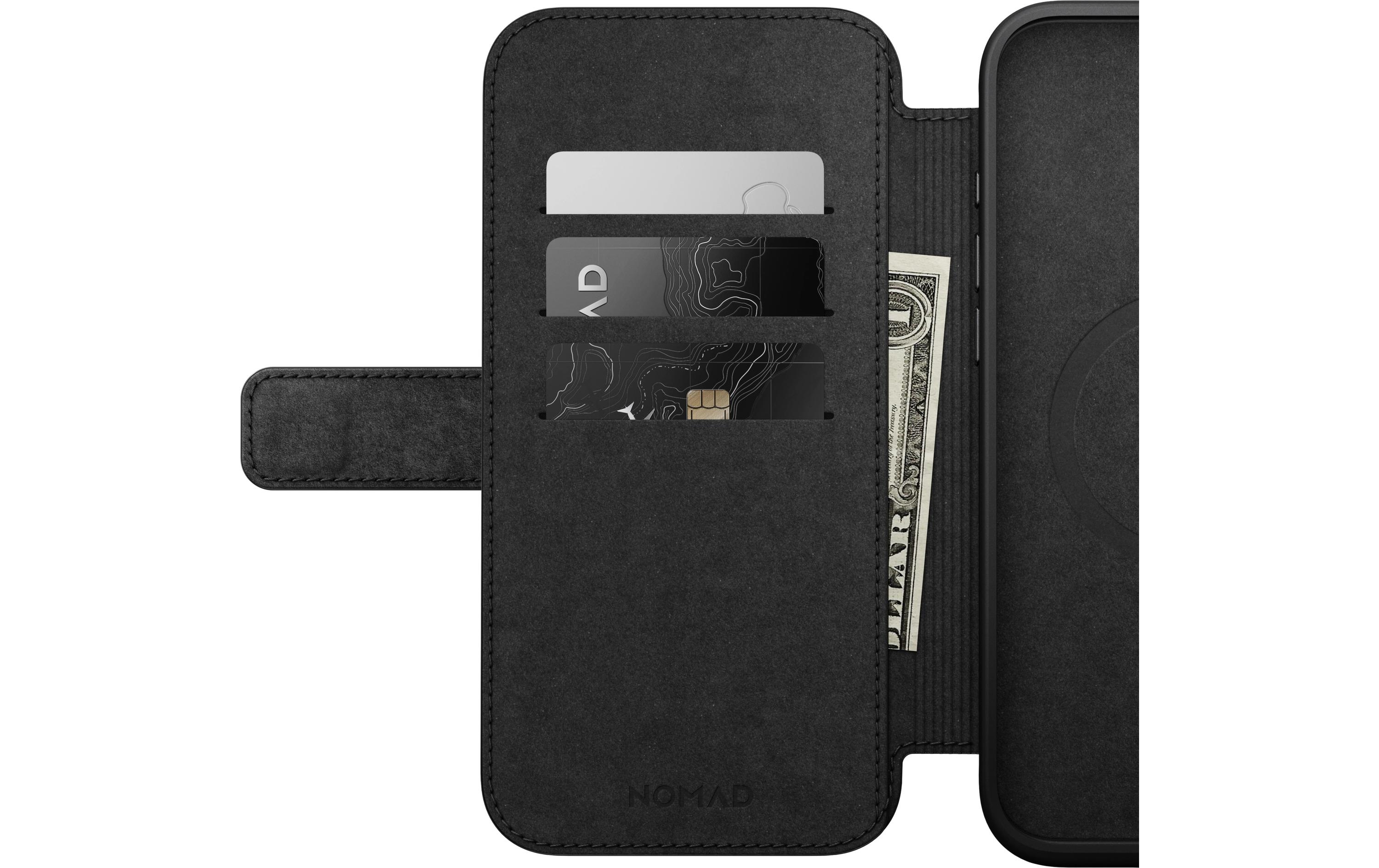 Book Cover Modern Leather iPhone 16 Plus SchwarzModernes Leder Folio für das Apple iPhone 16 Plus