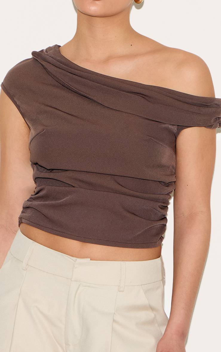 Marron Haut Asymétrique Froncé