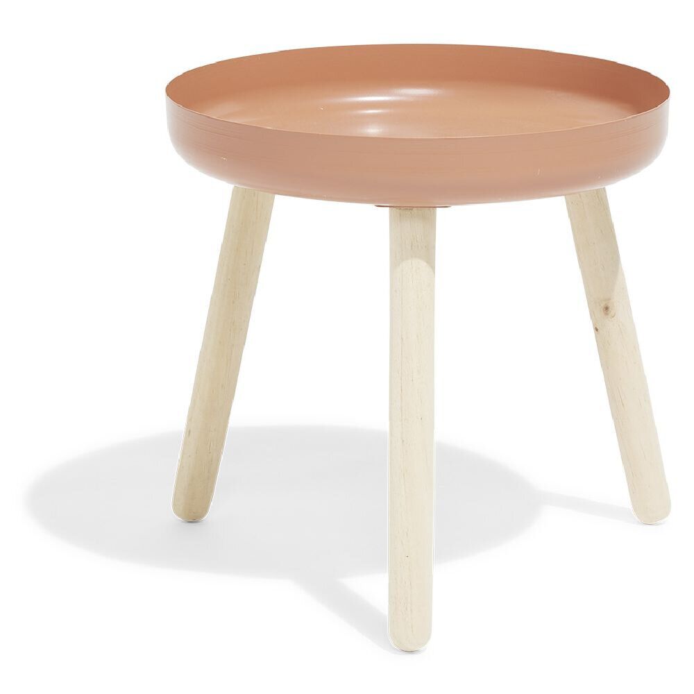 Bout de canapé Echo Ø40xH40cm pin et acier terracotta