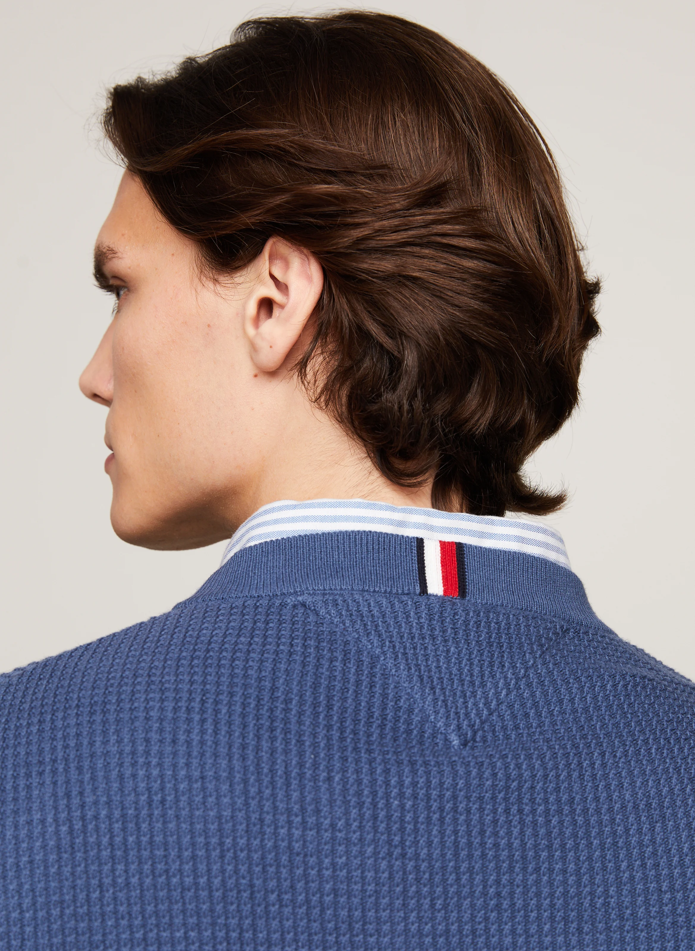 Pull col rond en coton organique | Bleu