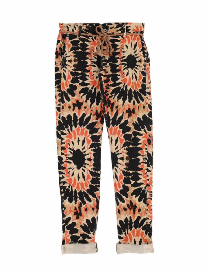 PLEASE PANTALON CHINO COTON STRETCH IMPRIMÉ MOSAÏQUE