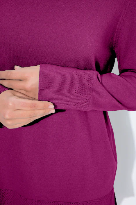 Rollkragenpullover, breite Rippbündchen, Langarm, beere