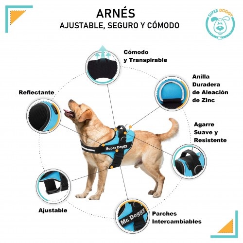 Coleira personalizada Super Doggy para cães, azul turquesa