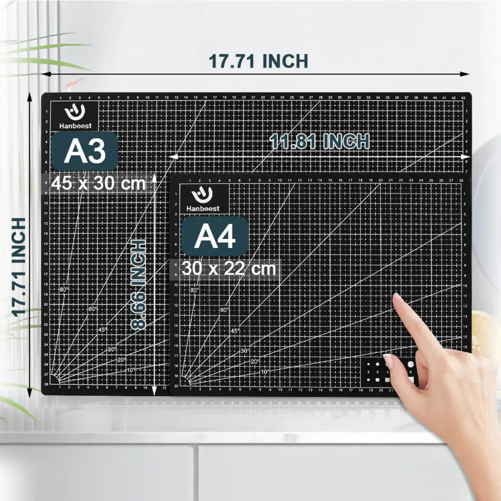 Hanboost  Double Sided Cutting Mat, 40 x 30 cm    Selbstheilende Schneidematte für kreative Bastelarbeiten