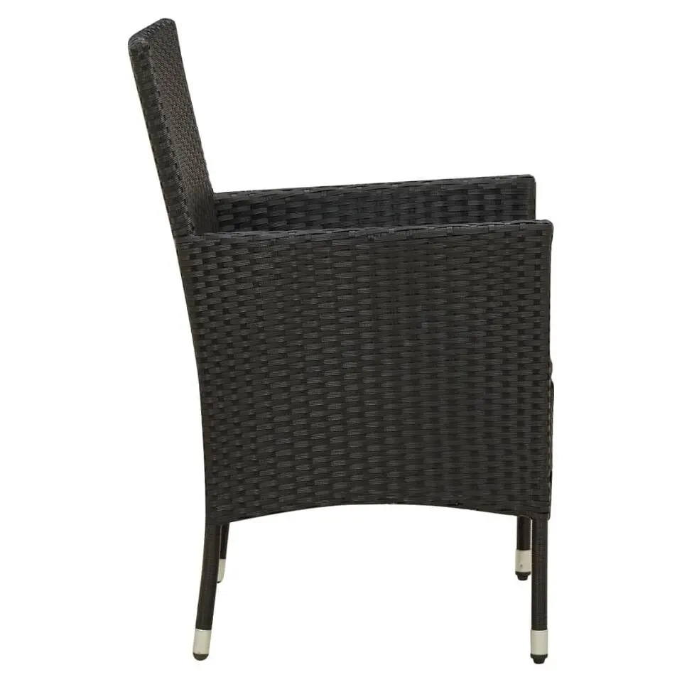 vidaXL - Tuinset - Zwart - Poly rattan - 190 cm tafellengte