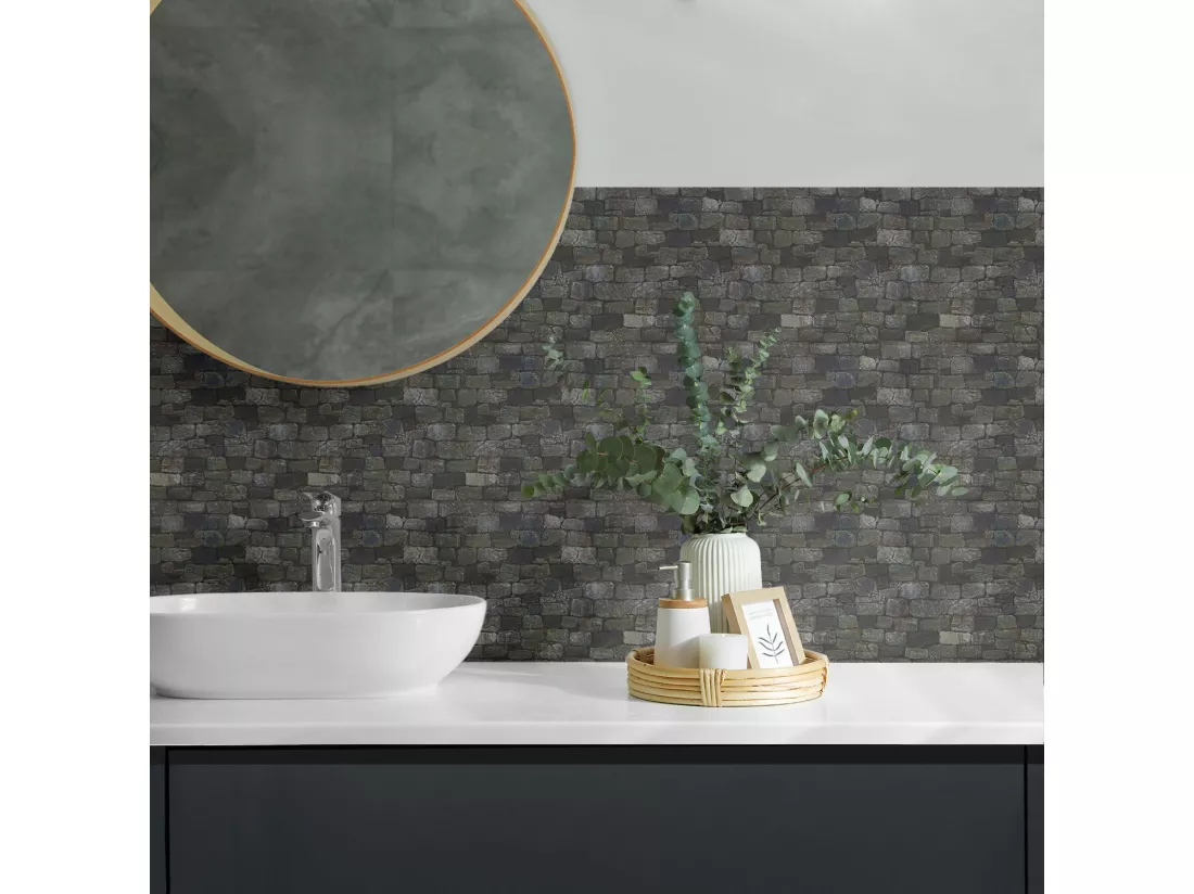 Carreaux autocollants PVC, Carrelage PVC adhésif - 20x20x20 - Texture de mur en pierre