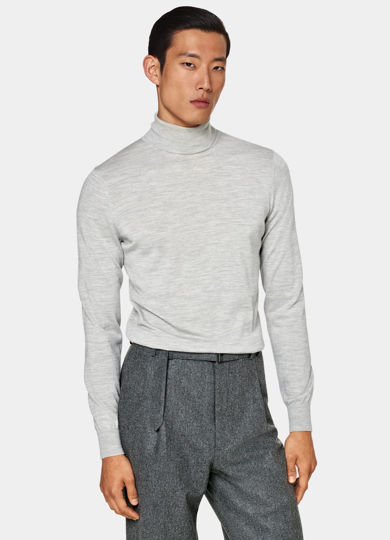 Col roulé Merino gris clair