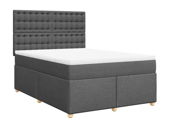 Sommier à lattes de lit avec matelas Gris foncé 140x190cm Tissu
