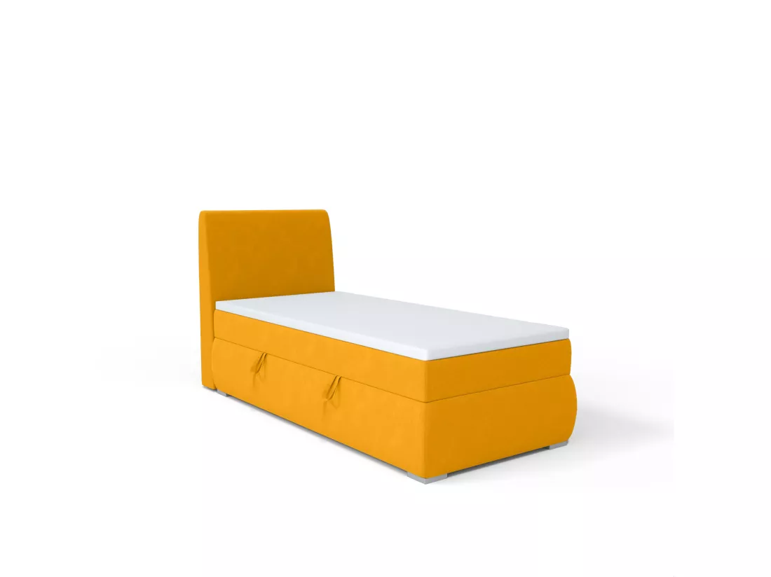 LIT BOXSPRING avec coffre de rangement Buffalo Mini côté gauche 100x200 cm, Fancy 48 (Jaune)