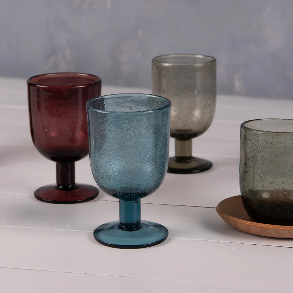 Verre à pied 28 cl Luberon bullé bleu (lot de 6) Table passion