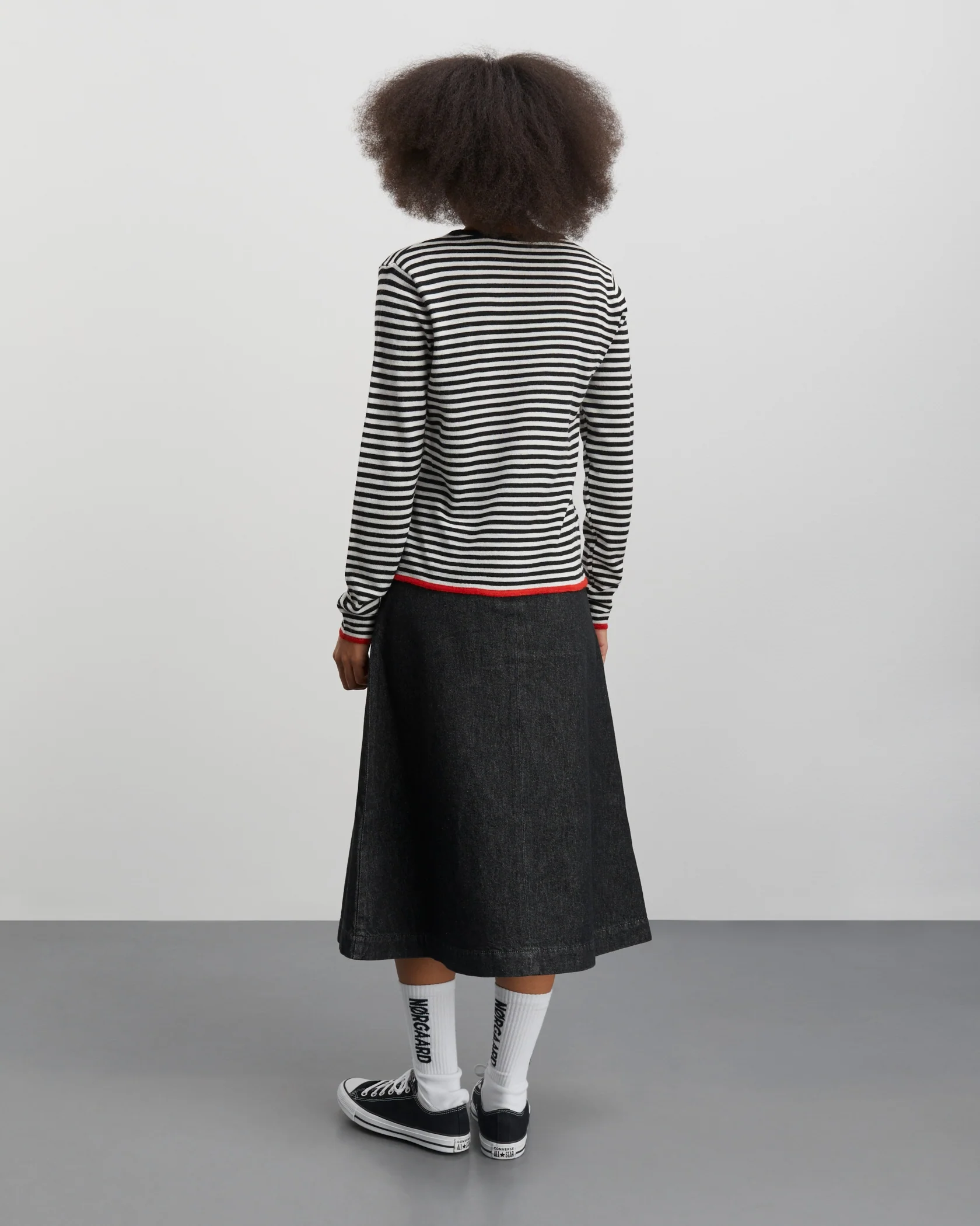 Mads Nørgaard  One Stripe Ellis striktrøje - Black/Ecru