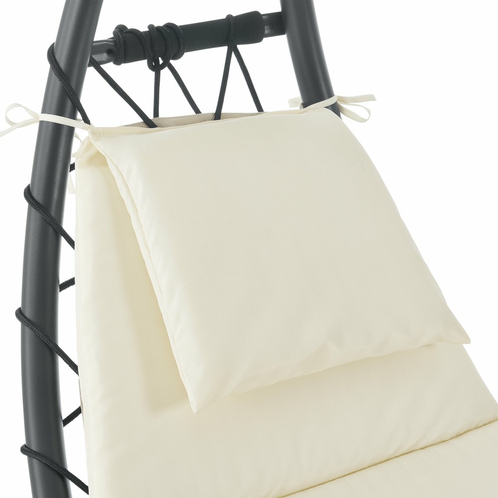 Bain de soleil à bascule acier polyester 193 x 104 x 200 cm anthracite beige