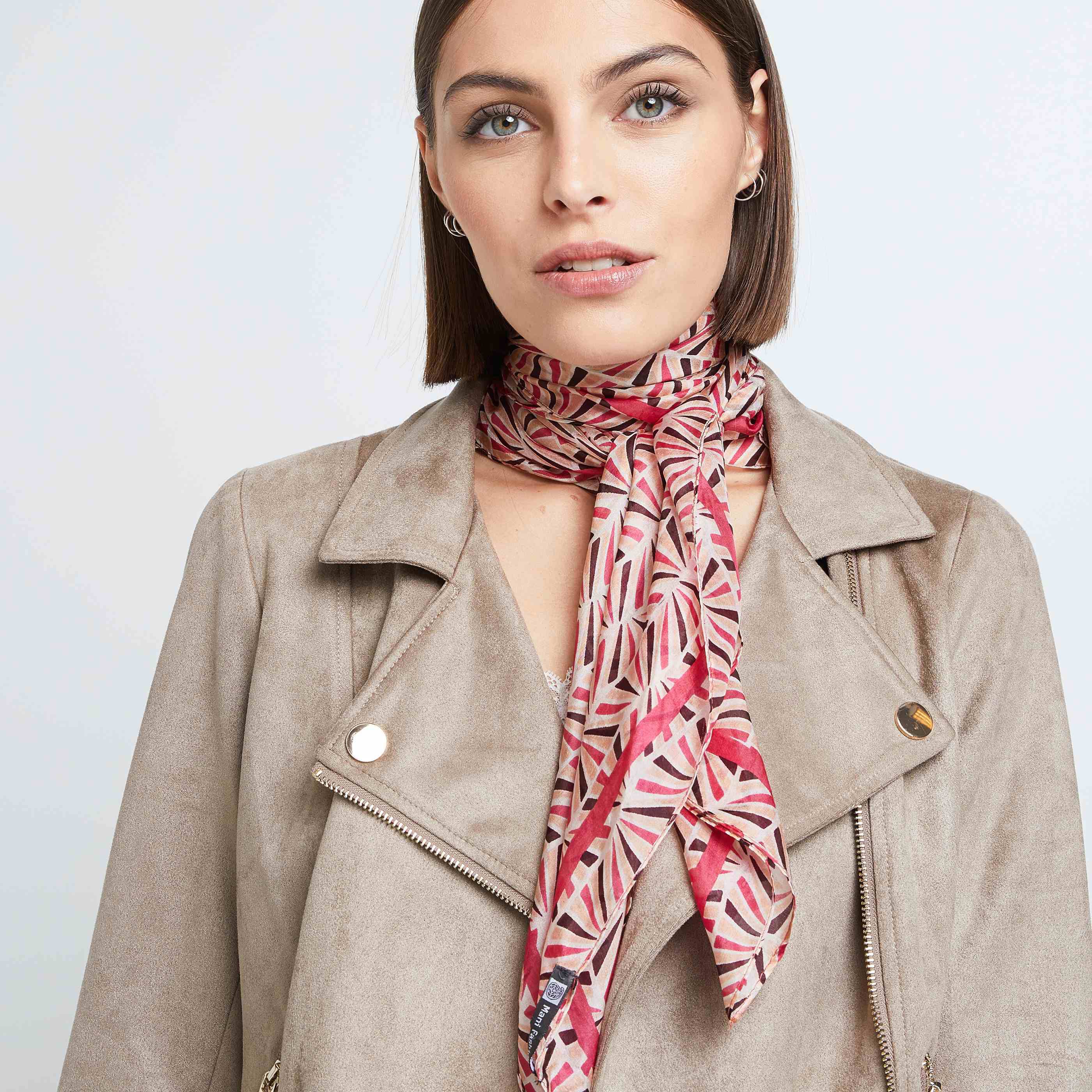 Foulard carré de soie imprimé - ROSE
