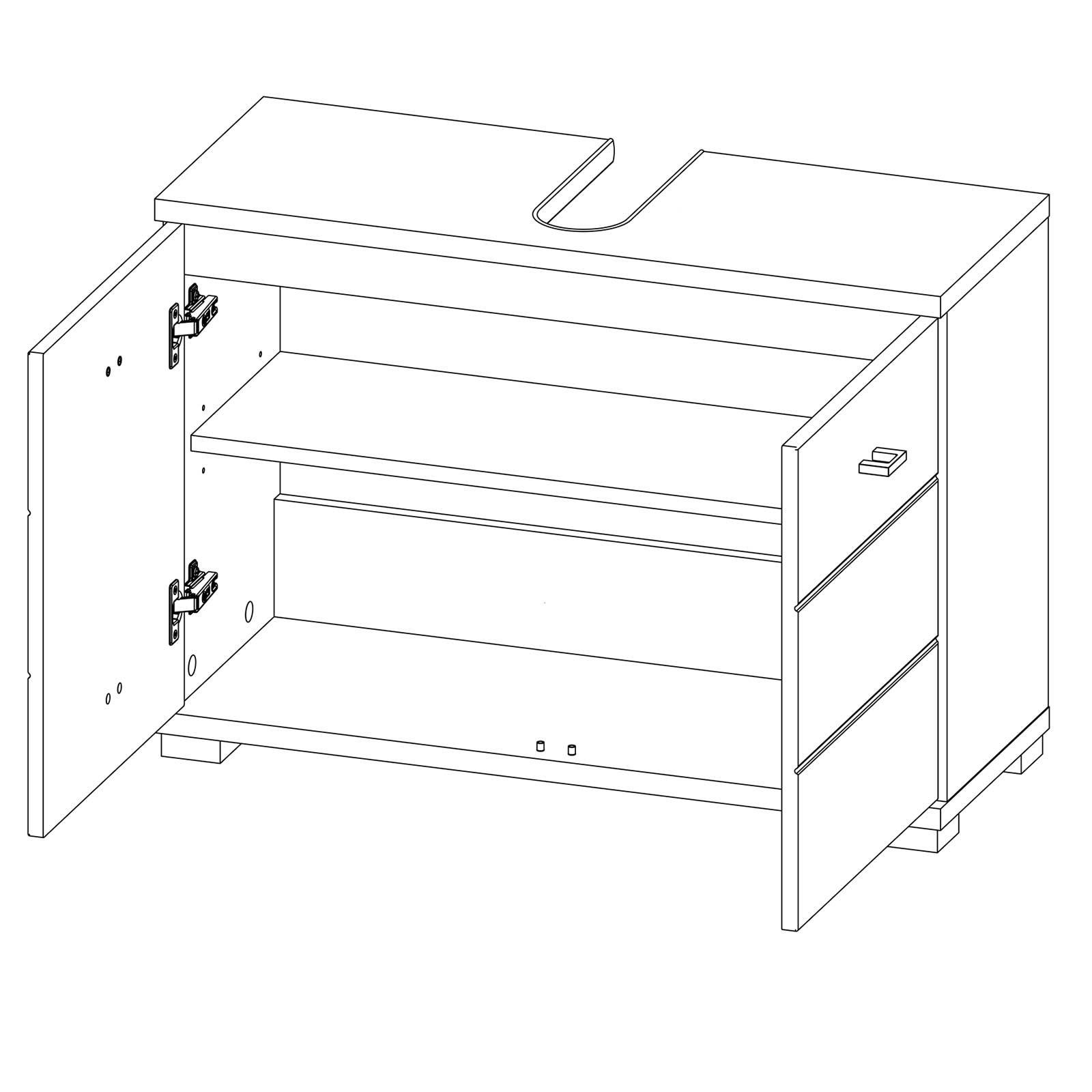 Waschbeckenunterschrank - weiß - Betonoptik - 80 cm breit