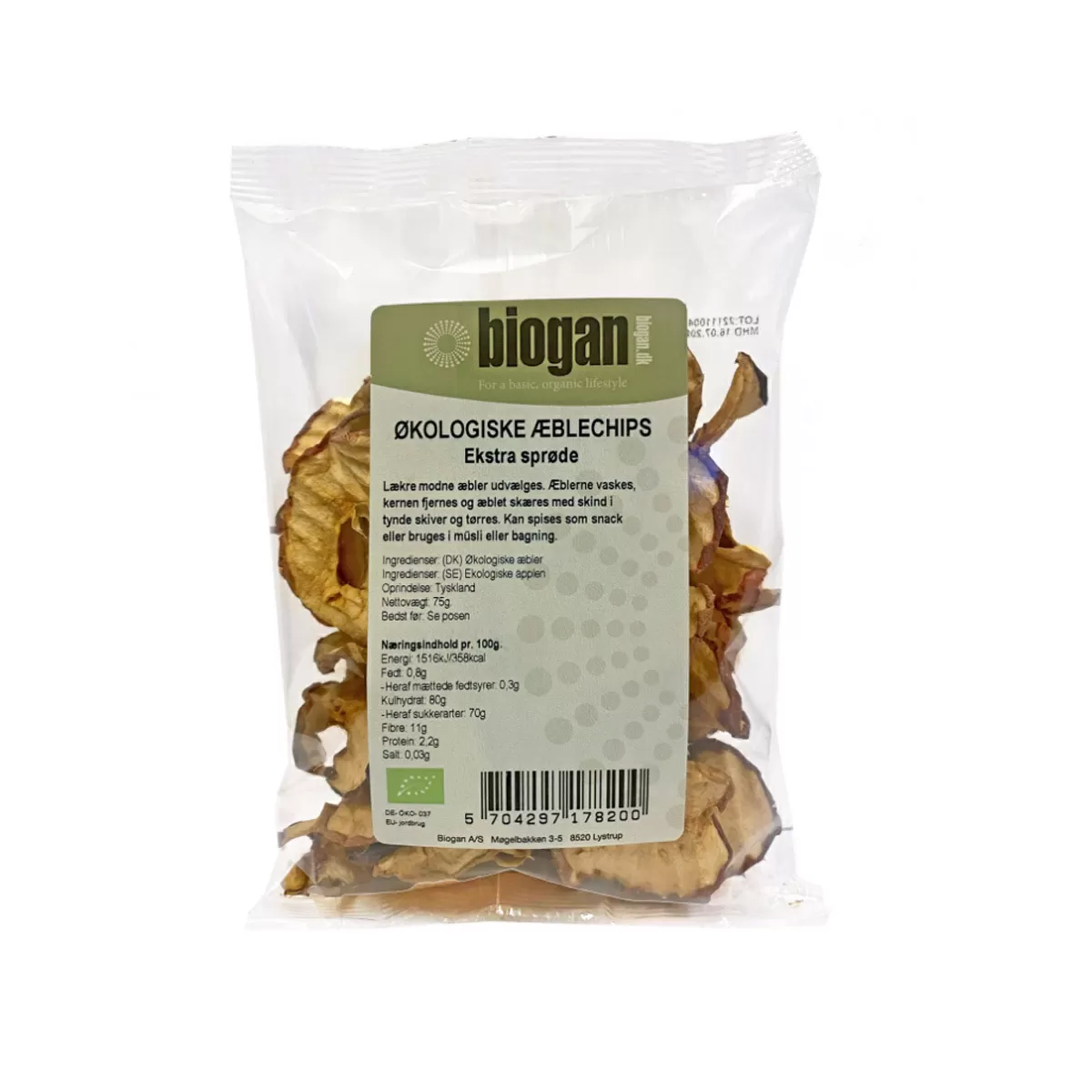 Biogan Æblechips Ø - 75 g.