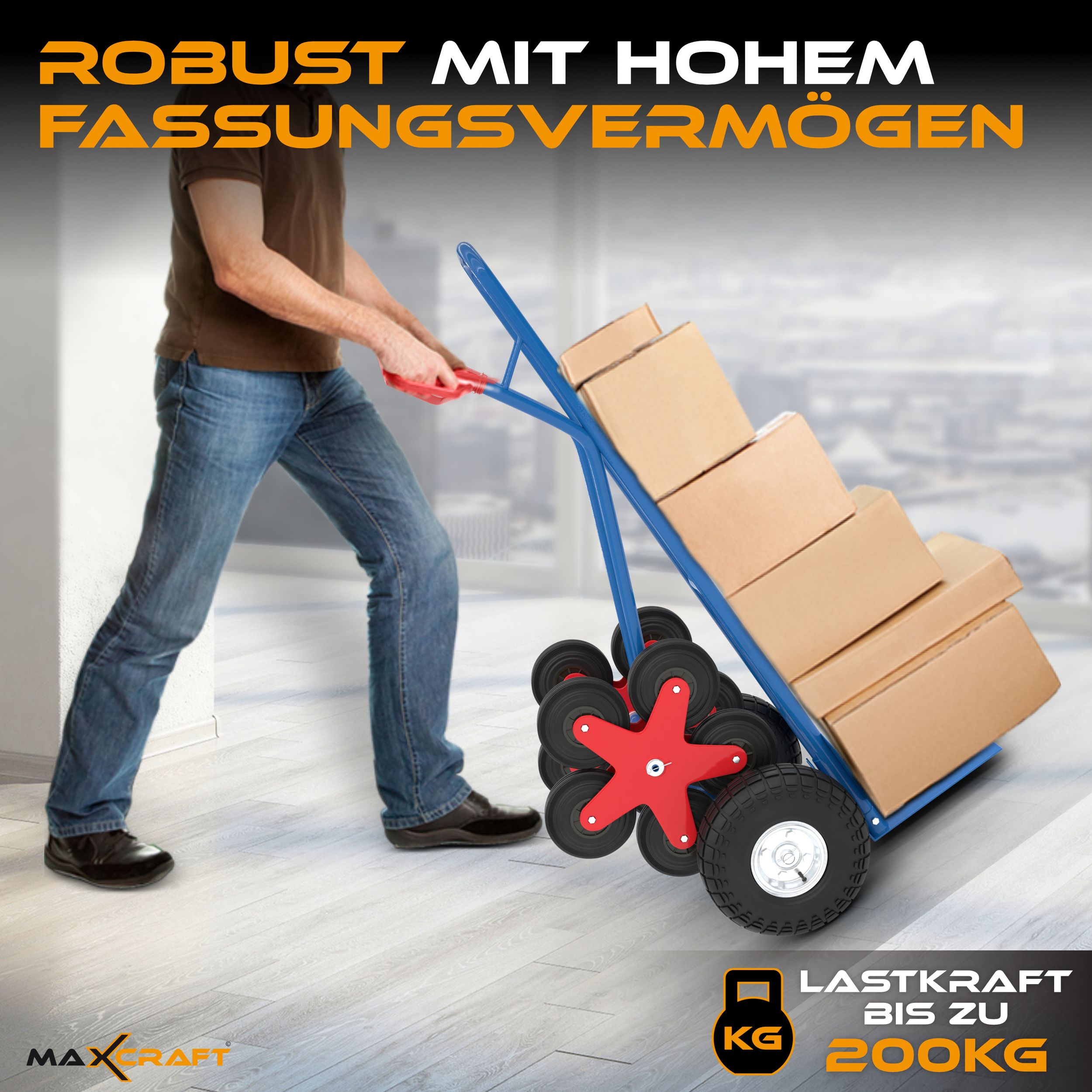 MAXCRAFT Treppenkarre bis 200 kg - 12 Räder