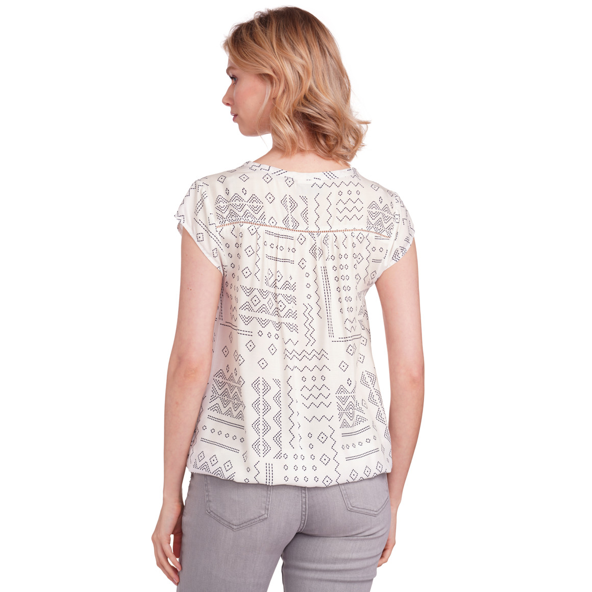 Gina Damen Bluse mit Allover-Muster weiss / schwarz