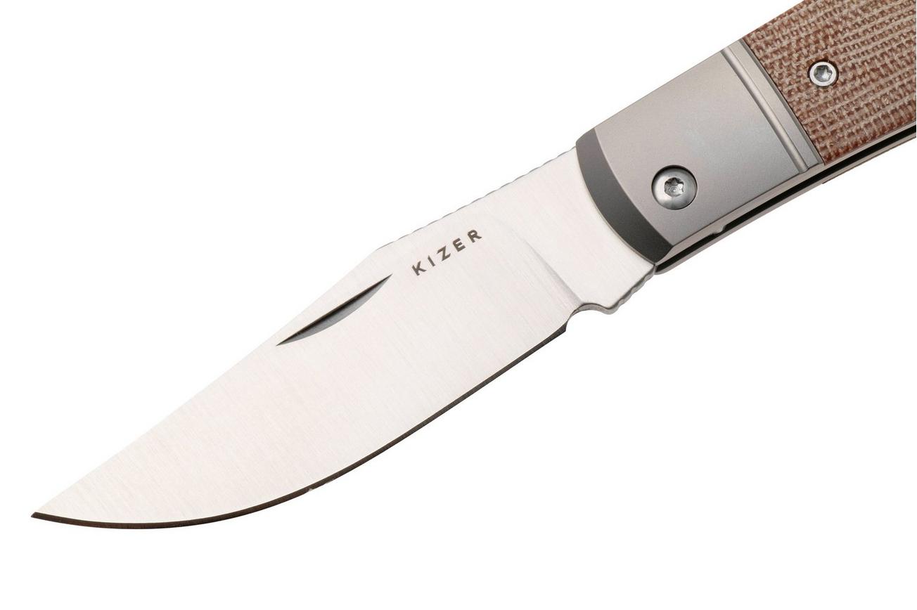 Kizer Vanguard Trestle V3761A1 Satin 14C28N, Titanium Micarta Inlay, zakmes, Azo design