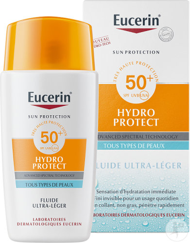 Eucerin Sun Hydro Protect Fluide Solaire Ultra-Léger Visage Tous Types De Peau IP50+ 50ml