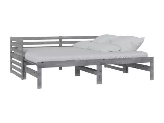 Lit coulissant sans matelas gris 2x(90x200) cm