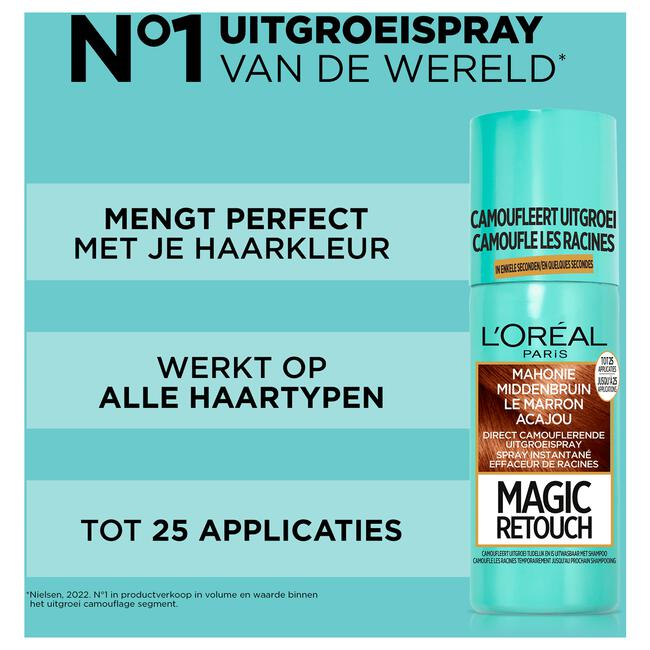 L'Oréal Paris Magic Retouch Camouflerende Uitgroeispray Mahonie Middenbruin 75 ML