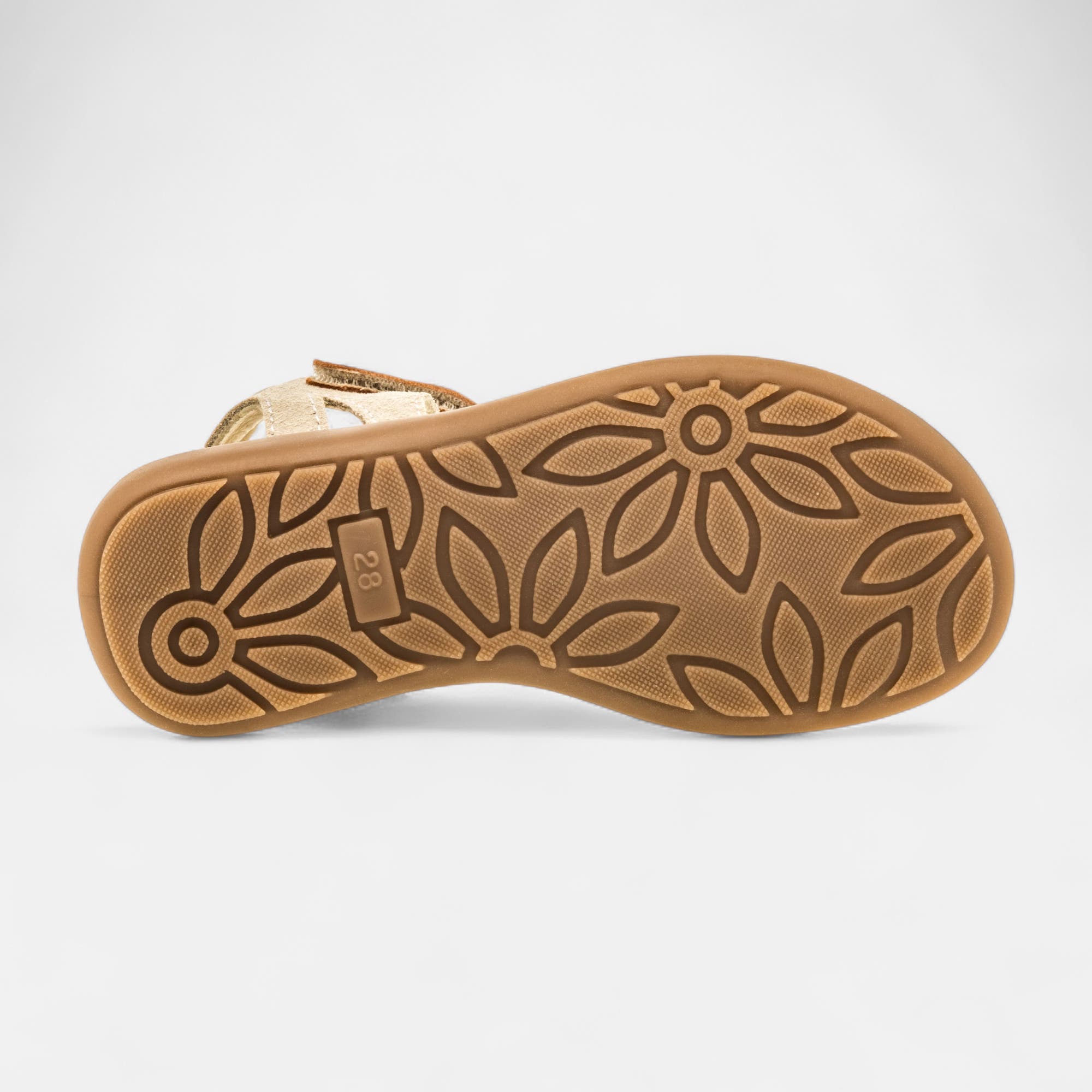 Nu-pieds Fille en cuir beige