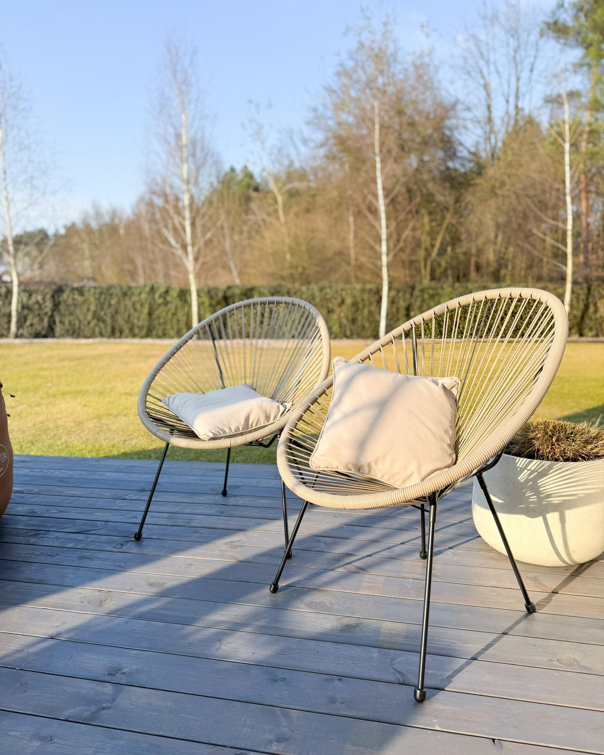 Set van 2 tuinstoelen ACAPULCO II PE rotan Lichtgrijs