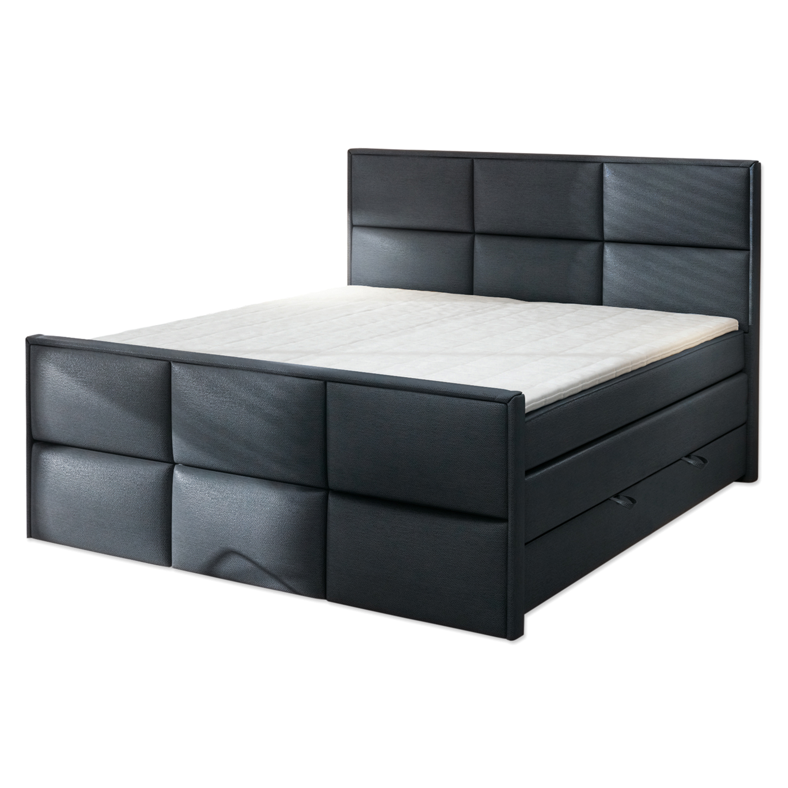 Boxspringbett - schwarz - Bettkasten - H3 - 160x200 cm
