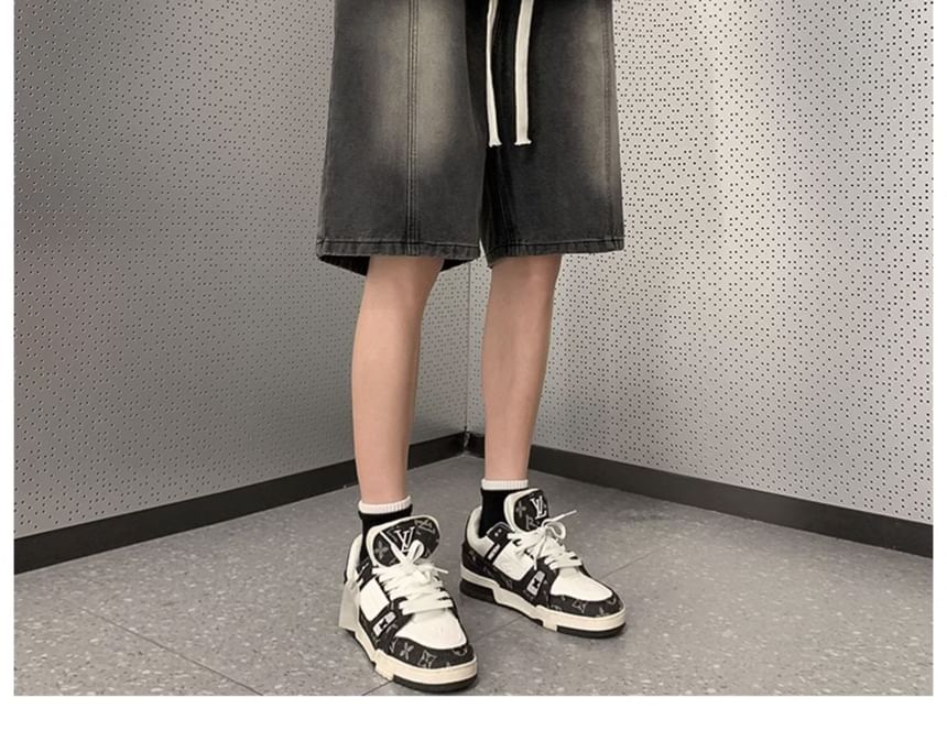 emeisa - Gewassen wijde denim shorts met trekkoord in de taille