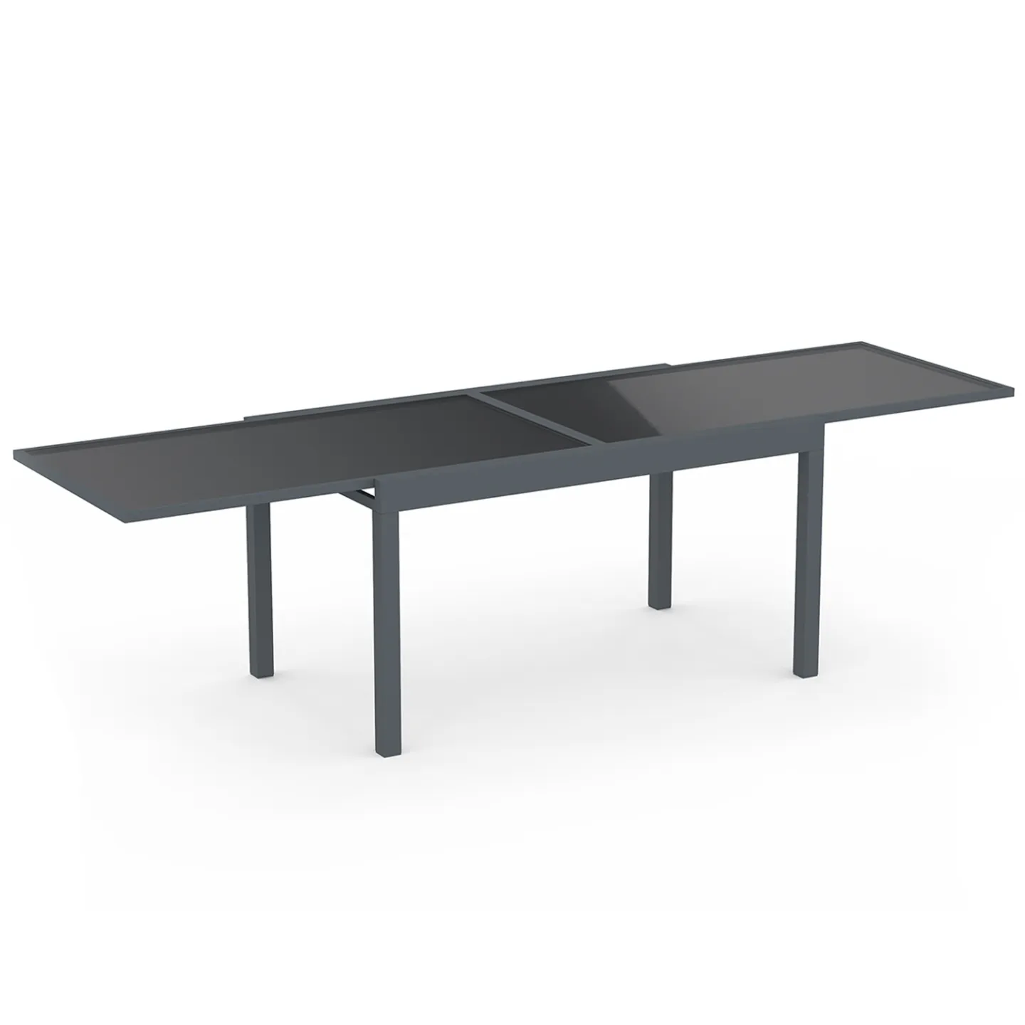 Salon de jardin MADRID table extensible plateau gris 135-270 CM et 12 chaises empilables gris anthracite
