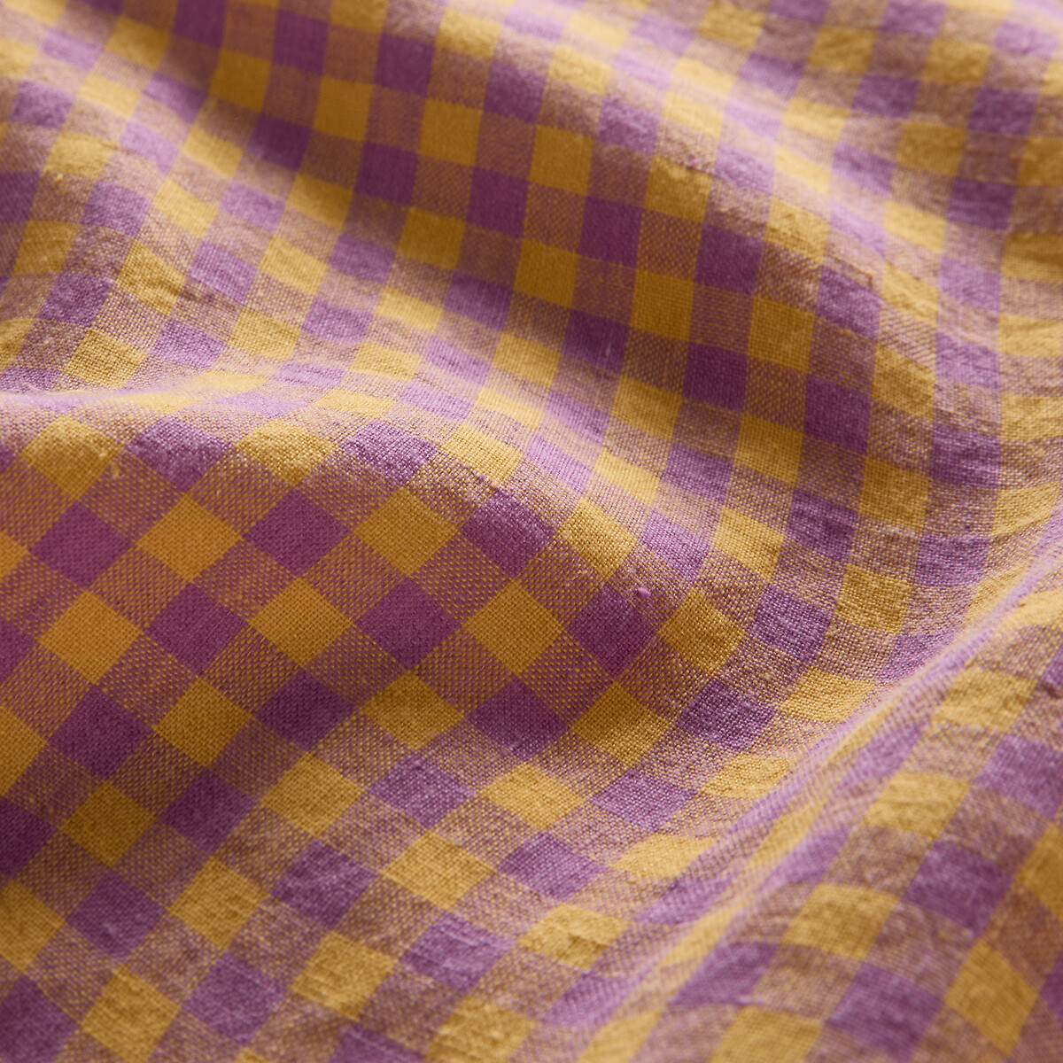 LA REDOUTE INTERIEURS<br>Lençol de cima em linho lavado, Acélie lavanda/ocre