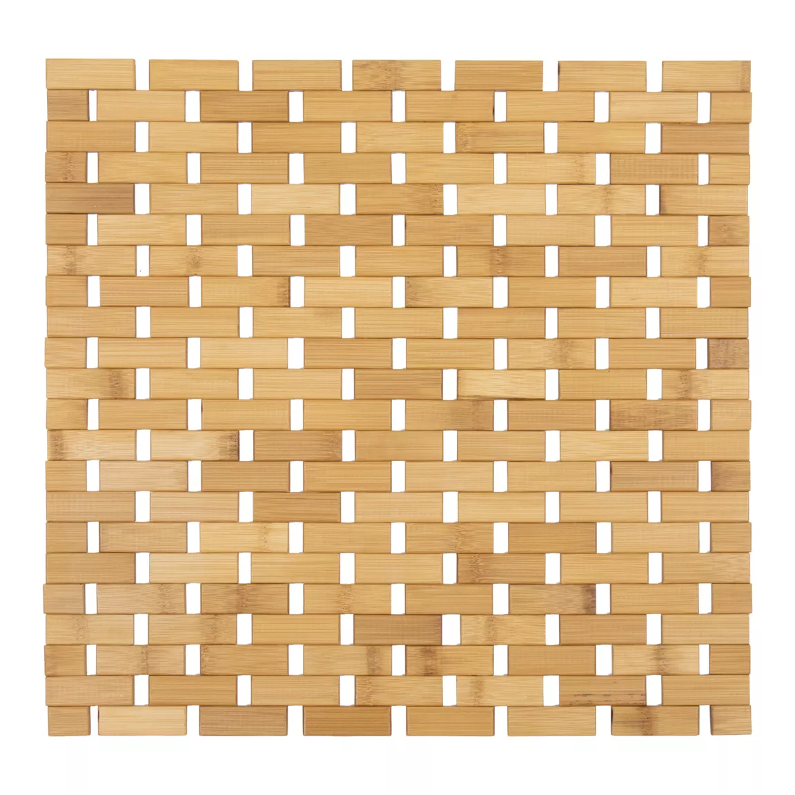 Tapis de bain Caillebotis carré bambou (45 x 45 cm) Antidérapant Beige