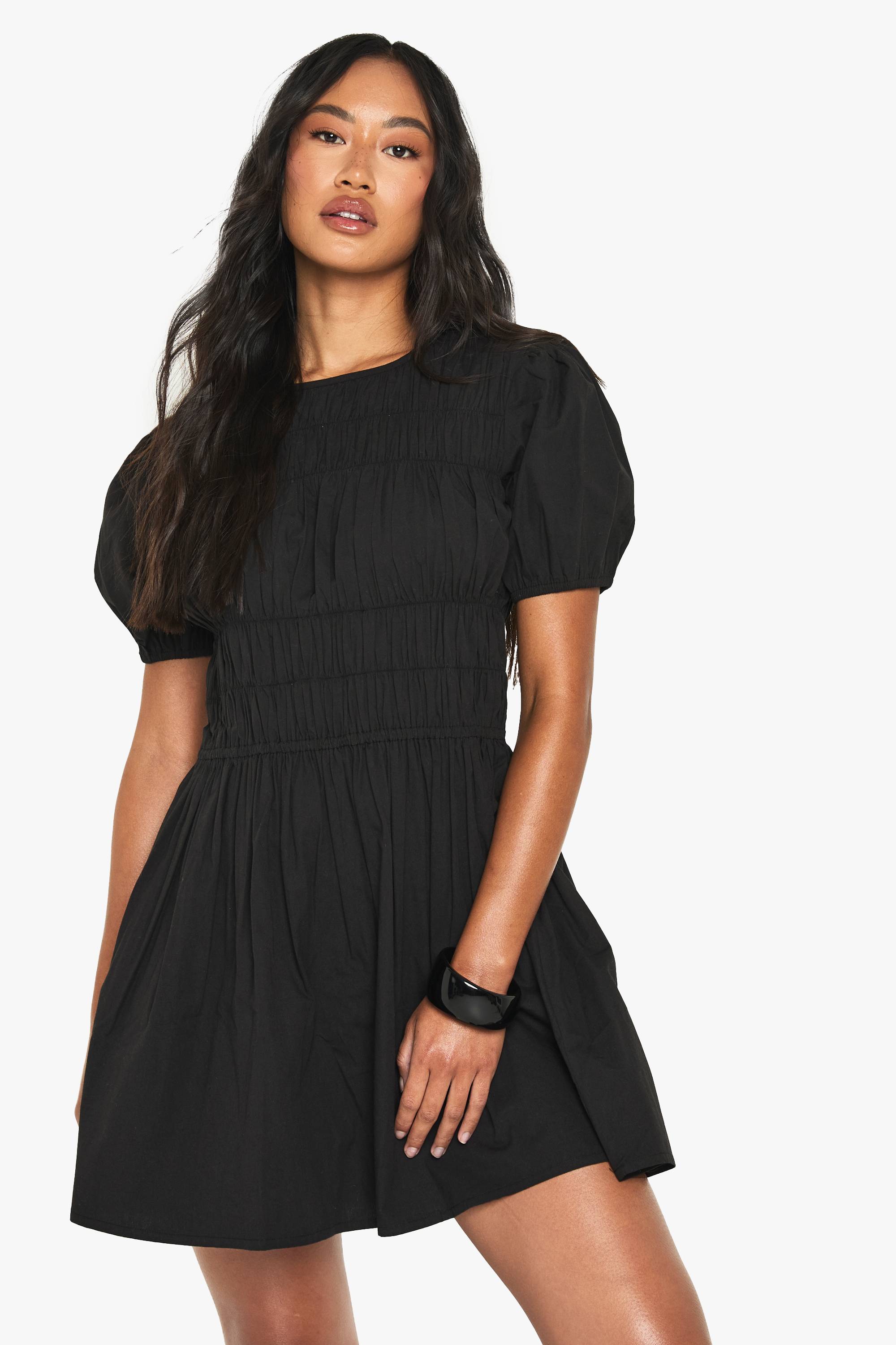 boohoo Mini robe froncée en popeline de coton