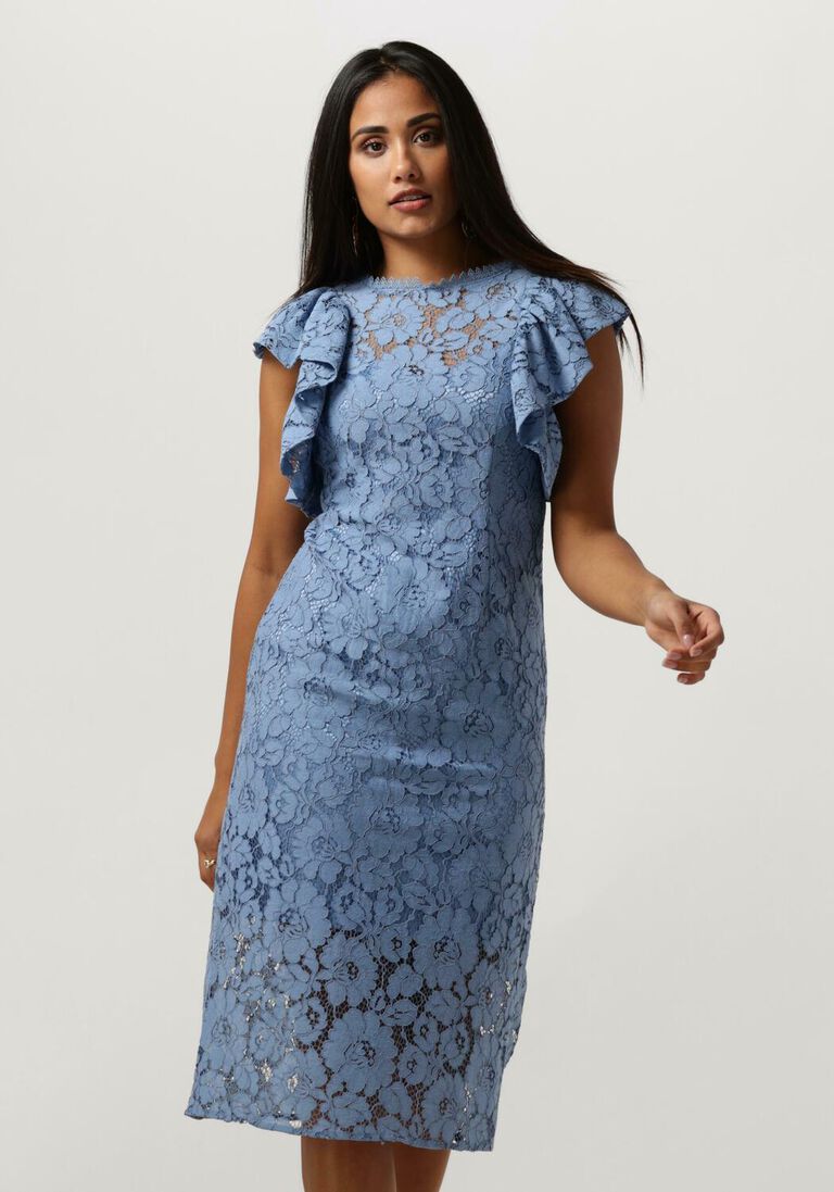 Y.A.S. blauwe y.a.s. midi jurk yasmilda lace ss midi dress