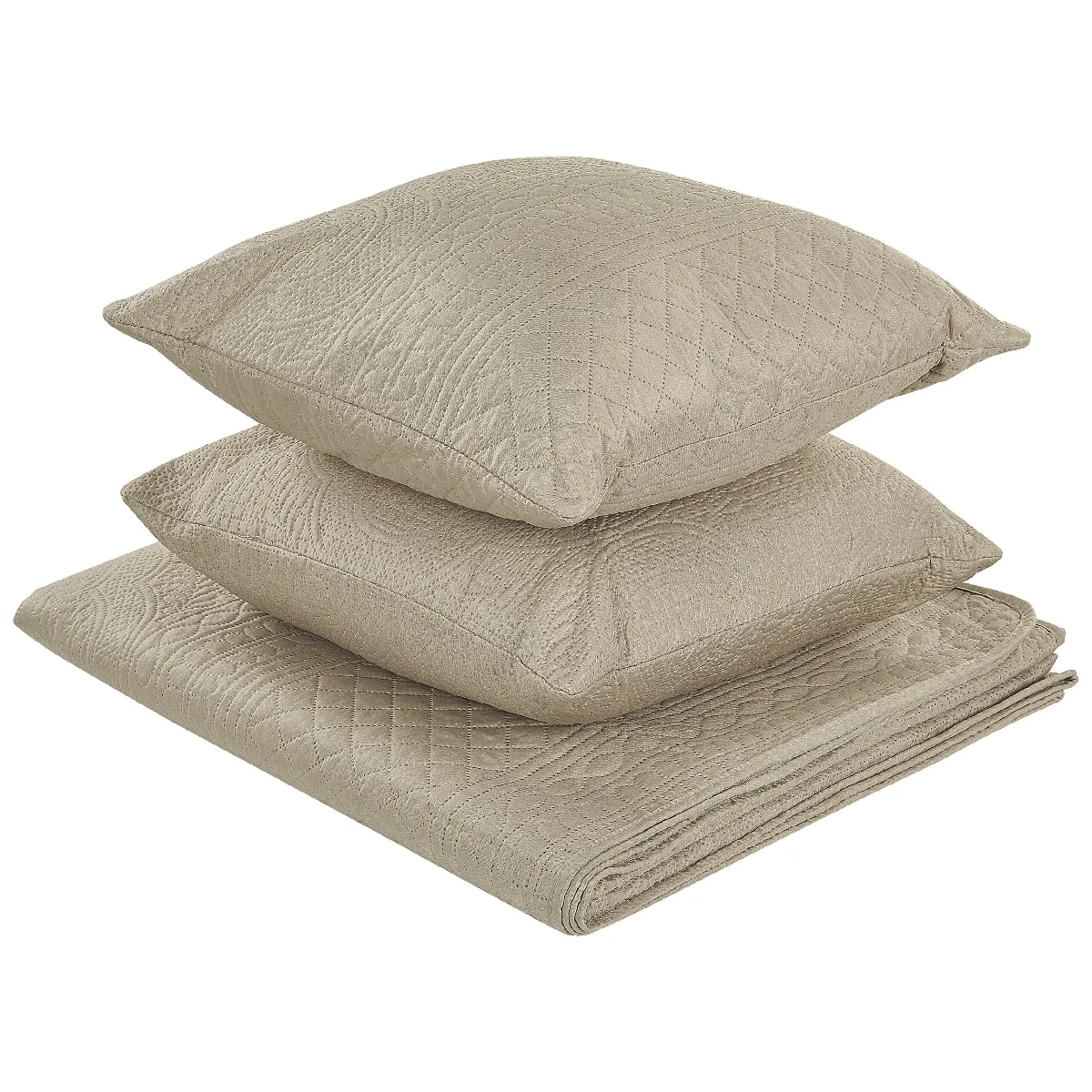 Beliani Couvre-lits avec Coussins SHUSH Taupe