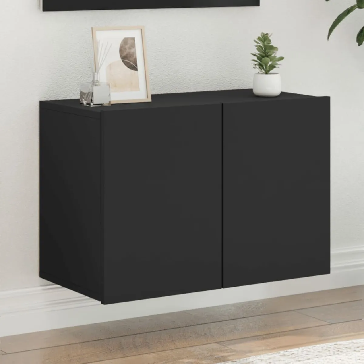 vidaXL Meuble TV Mural - Noir