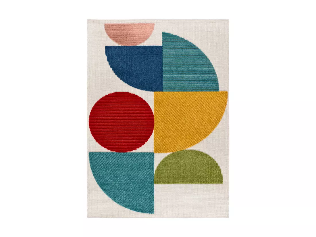 Tapis extérieur - géométrique avec relief - multicolore - 160 x 230 cm - MILA